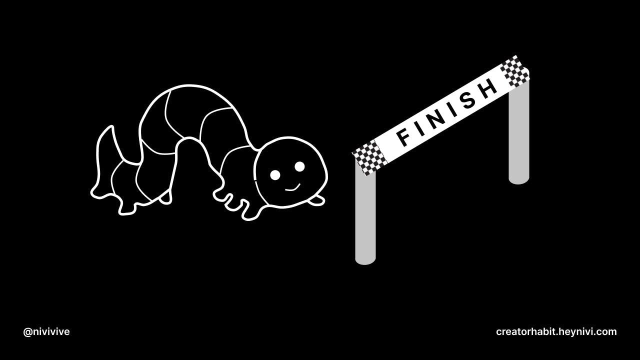 inchworm at the finish line